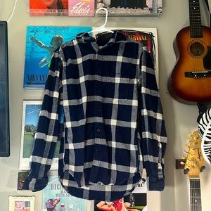 Merona Navy blue MENS button up flannel size SMALL